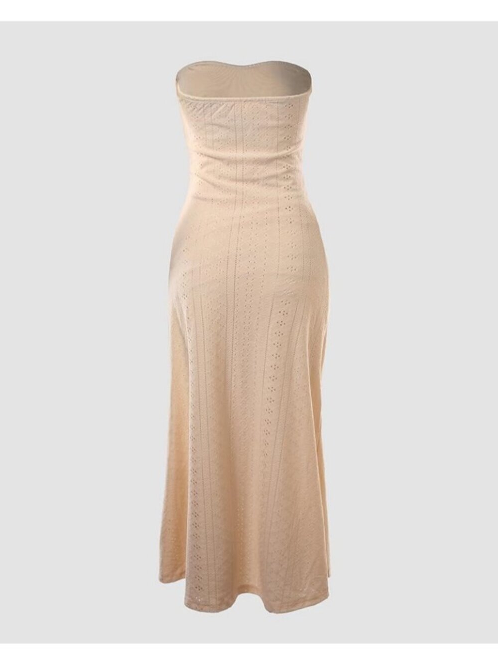 Women's Yellow Polyester Elastane Strapless Asymmetrical Beach Maxi Long Dress - Picture 6 of 6